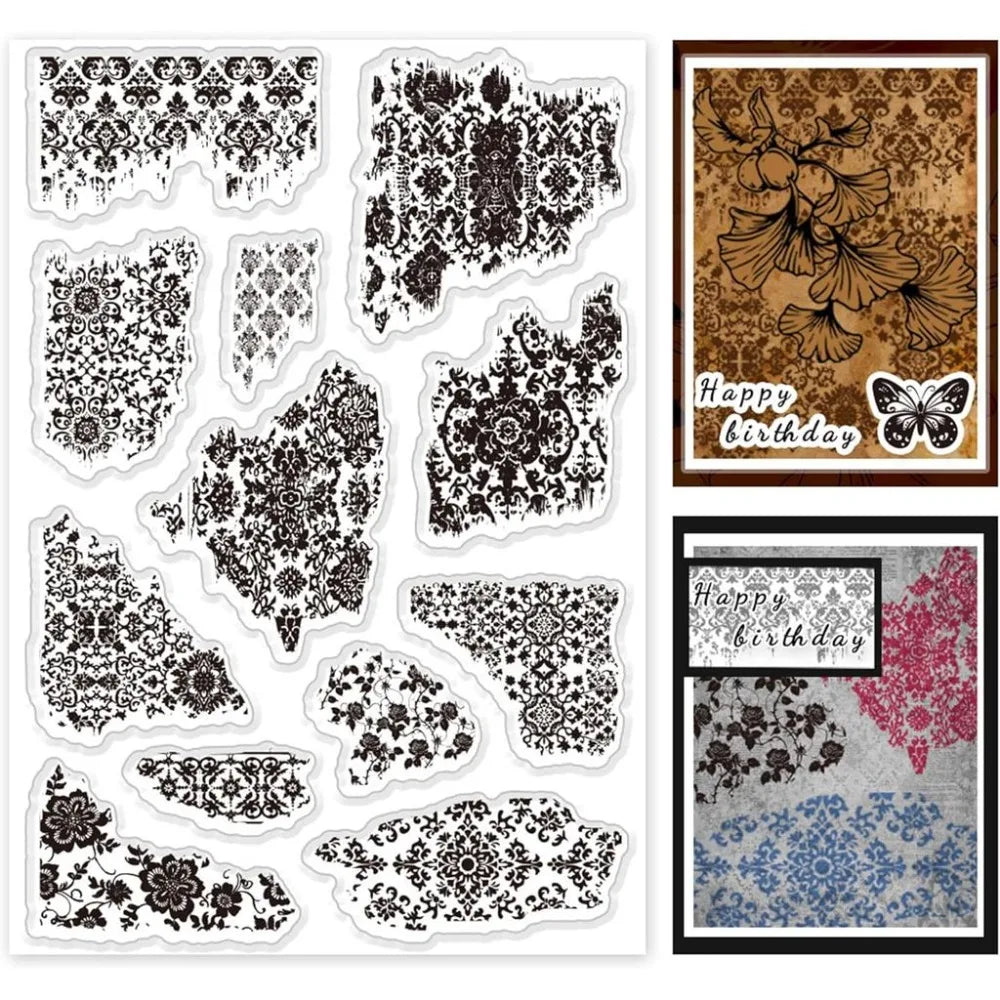 Vintage Texture Clear Stamp Set – 12pc Retro Scrapbooking