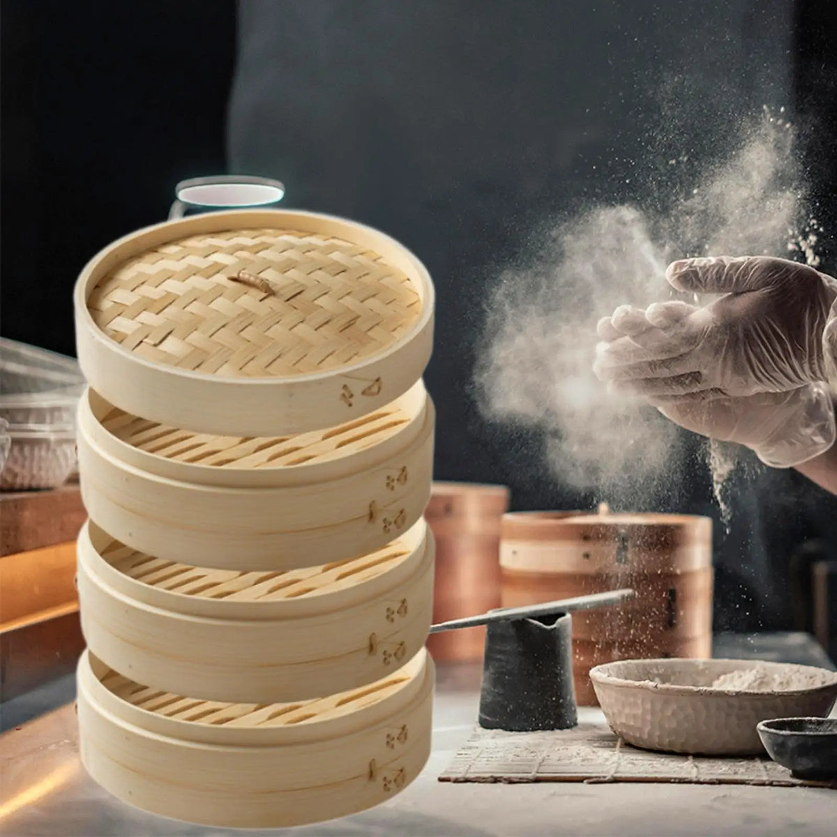 3-Tier Bamboo Steamer Basket – Dumplings, Dim Sum & Veggies