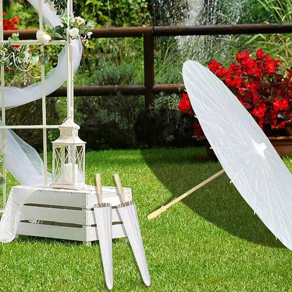 Handmade White Paper Umbrella – Wedding & Photo Prop | 60/84cm