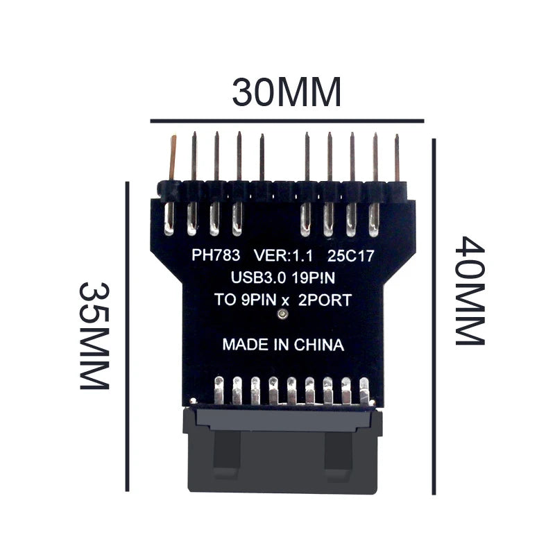 USB 3.0 19-Pin to Dual USB 2.0 9-Pin Splitter Adapter Cable