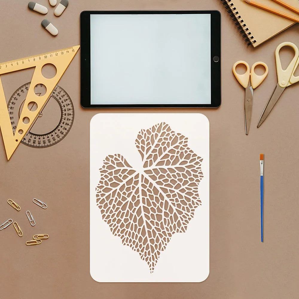 PET Hollow Leaf Stencil A4 – DIY Scrapbook & Painting Art