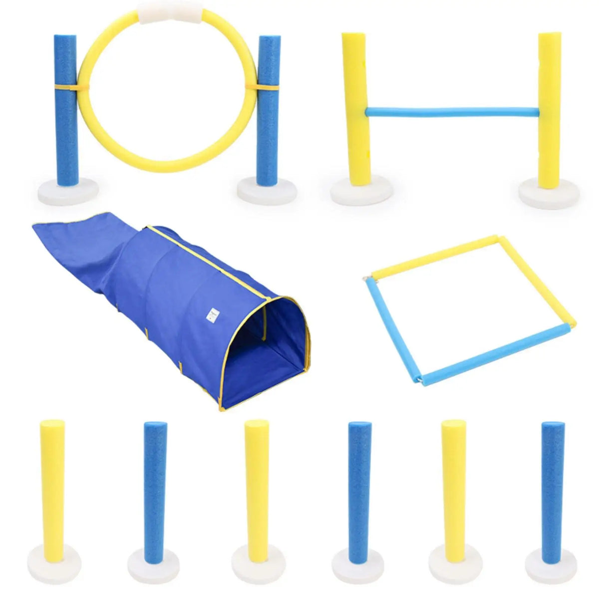 Dog Agility Training Set – Blue & Yellow Foam-Covered Kit