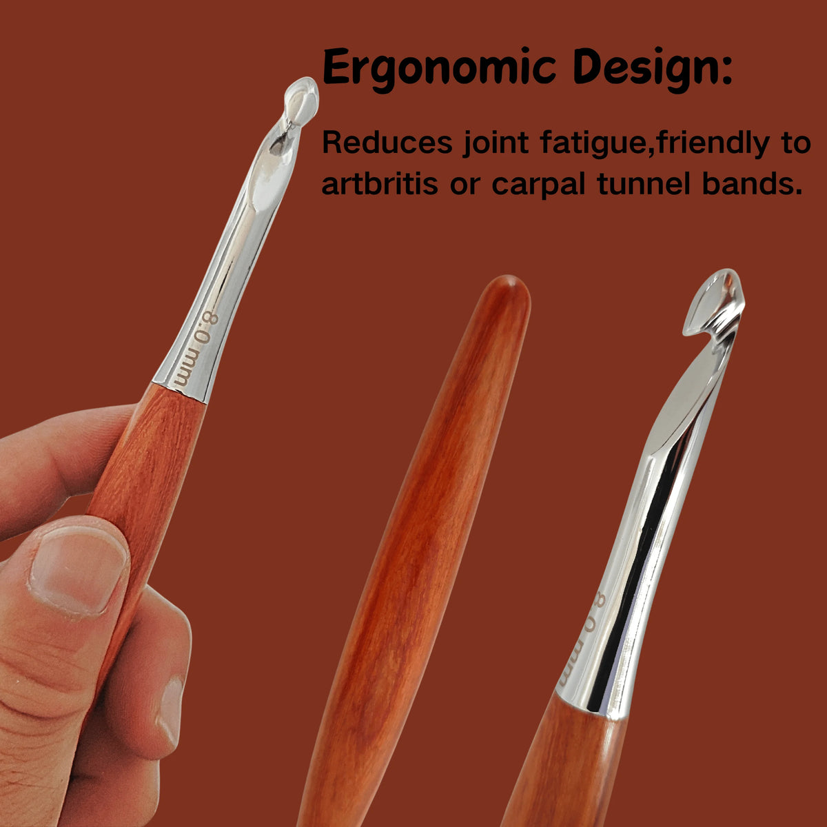 Interchangeable Aluminum Crochet Hook Set 3.5mm–8.0mm Ergonomic