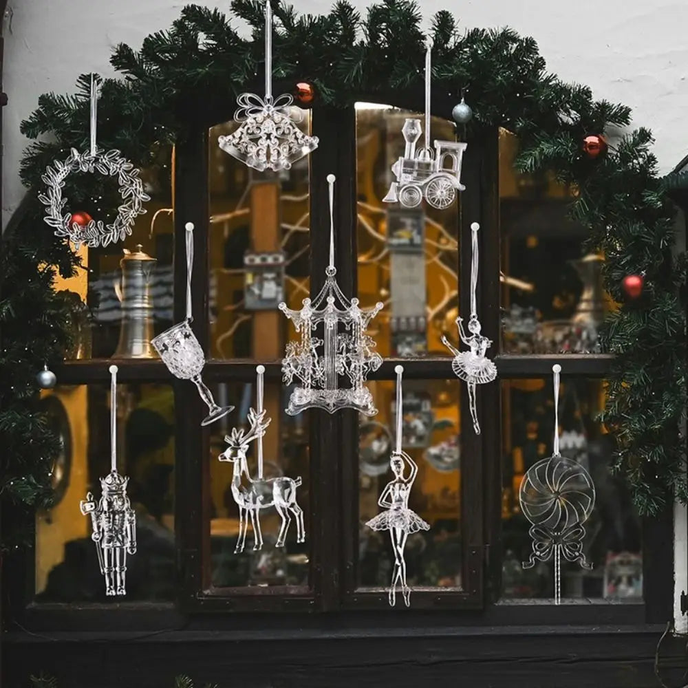 Acrylic Crystal Christmas Hanging Ornaments – Angel & Elk Pendants