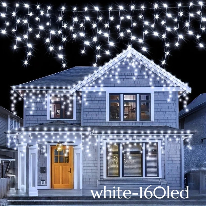 Solar Icicle String Lights – Outdoor Christmas Garden Decor
