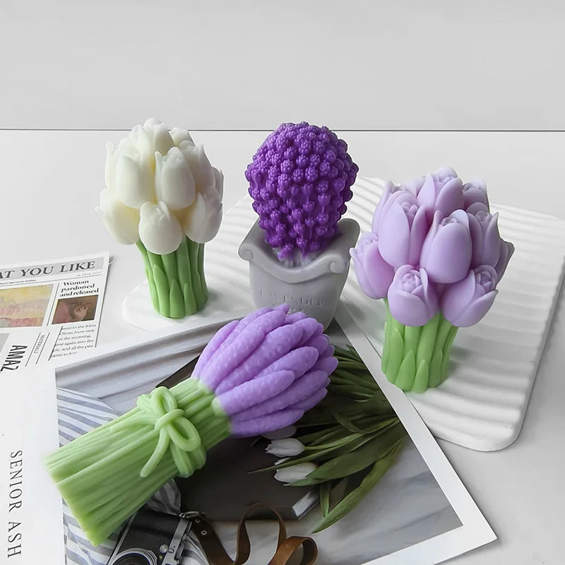 3D Lavender Tulip Silicone Mold – Candle, Soap & Resin Craft