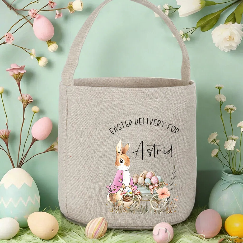 Personalized Easter Basket – Custom Name Foldable Bunny Bag