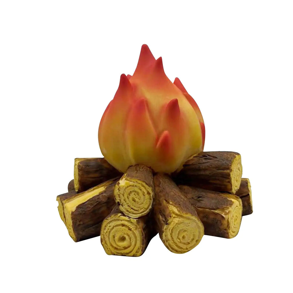 Flameless LED Fireplace Lantern | Resin Charcoal Log Table Lamp