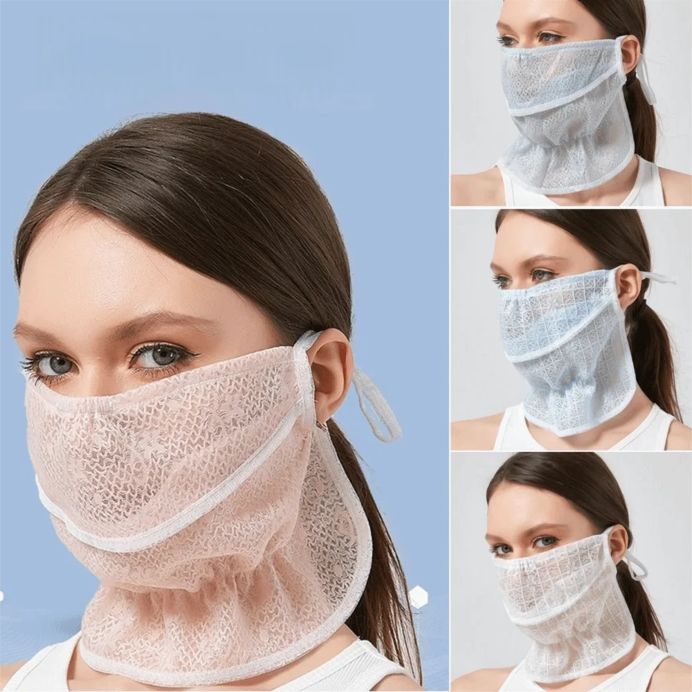 Women's Lace UV Sun Mask – Breathable Neck & Face Cover