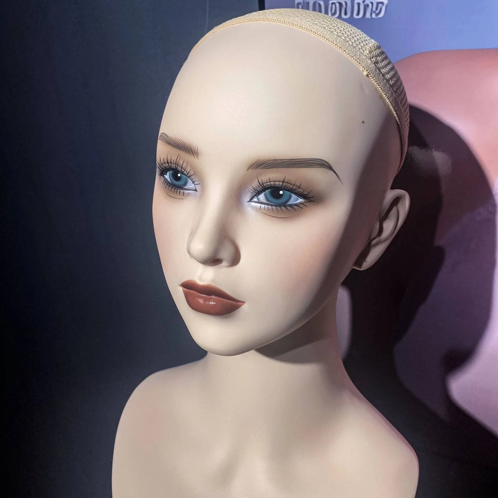 Flesh-Toned Mannequin Head with Shoulders | Wig Display