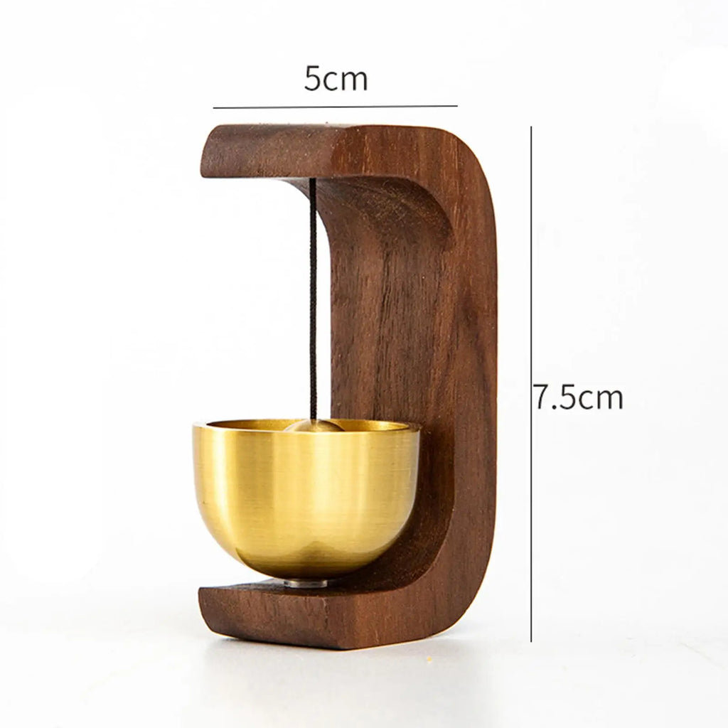 Walnut Doorbell Chime with Brass Bell | Suction Cup Mount