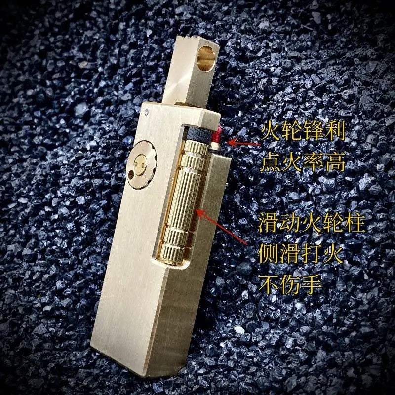 Retro Brass Kerosene Lighter | Arm-Lift Sliding Wheel Design