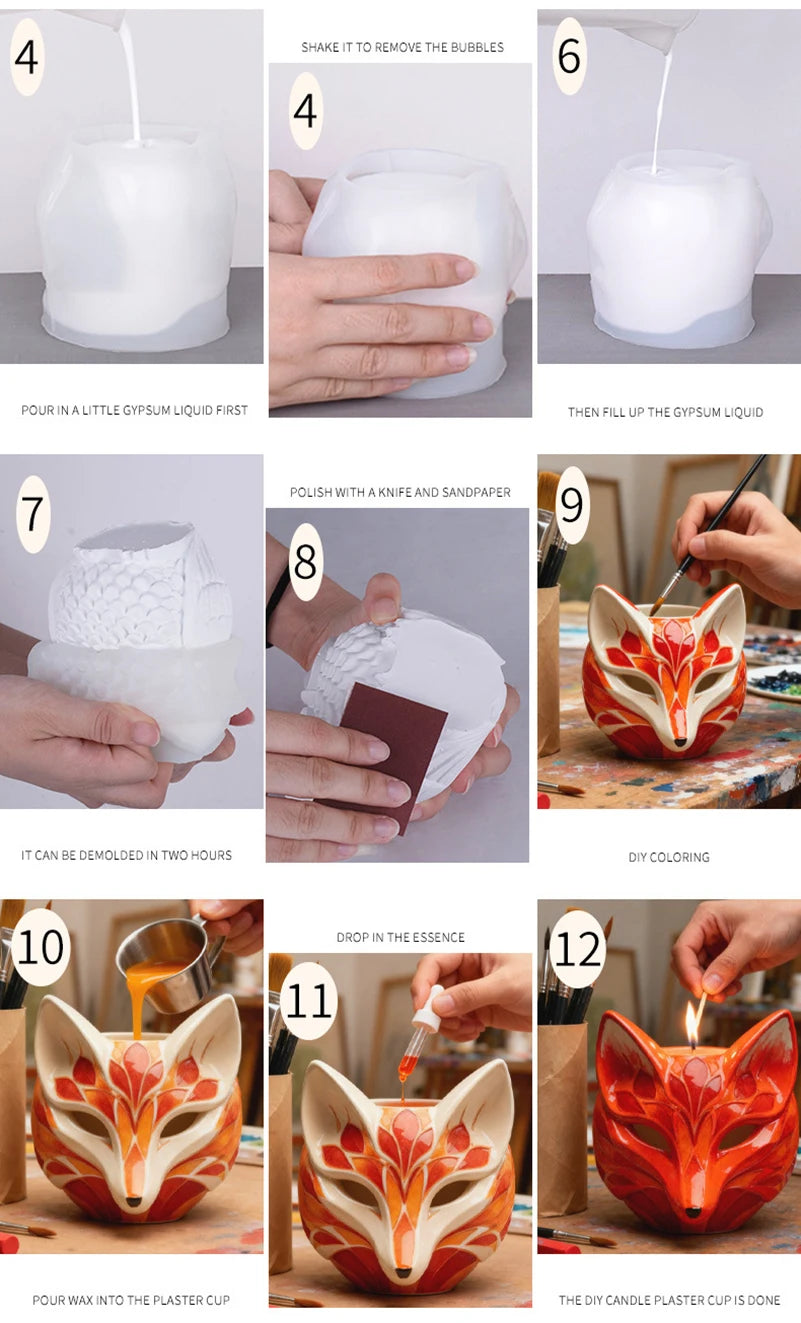 Fox Flower Pot Silicone Mold – Candle & Resin DIY Craft