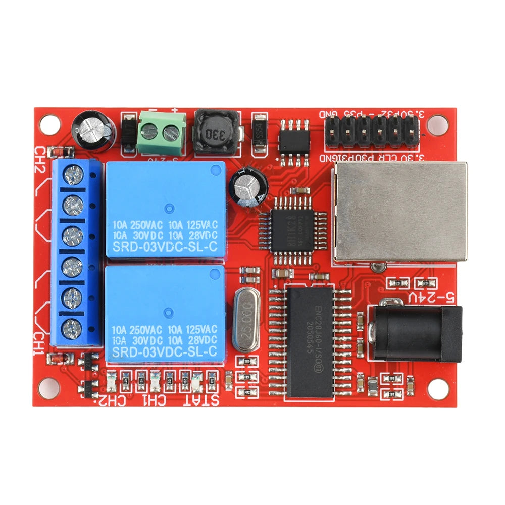 2-Channel Ethernet Relay Module DC 5-24V | Modbus TCP & Cloud