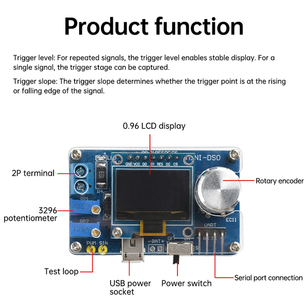 DC 5V 0.96" LCD Oscilloscope DIY Kit – STC MCU USB
