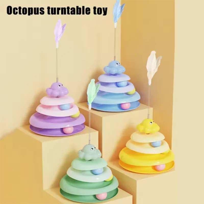 3-Layer Ball Cat Turntable & Octopus Teaser Toy | Pet Puzzle