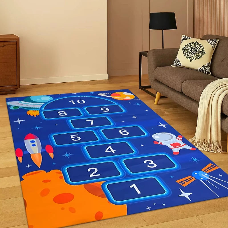 Kids Hopscotch Play Rug – Non-Slip Cartoon Area Rug