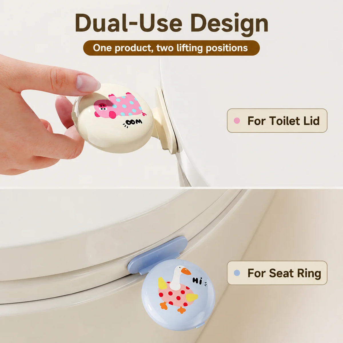 3-Piece Cartoon Toilet Lid Lifter Set with Scented Tablets