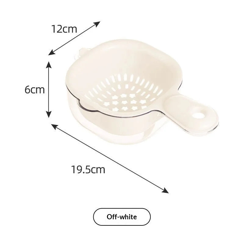 Double-Layer Hanging Fruit Drain Basket | Food-Grade Kitchen