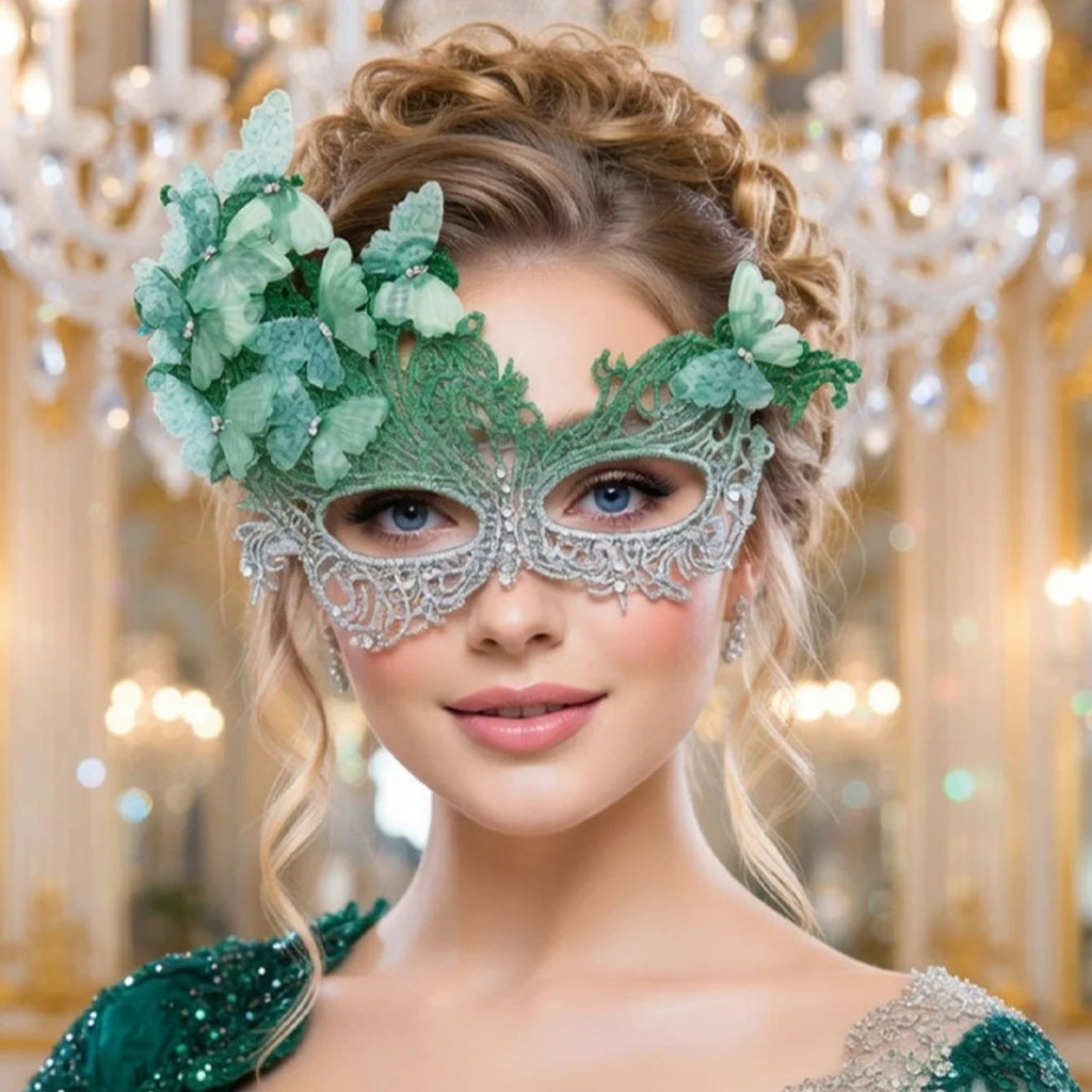 Gradient Butterfly Masquerade Mask – Lace Half Face Party Mask