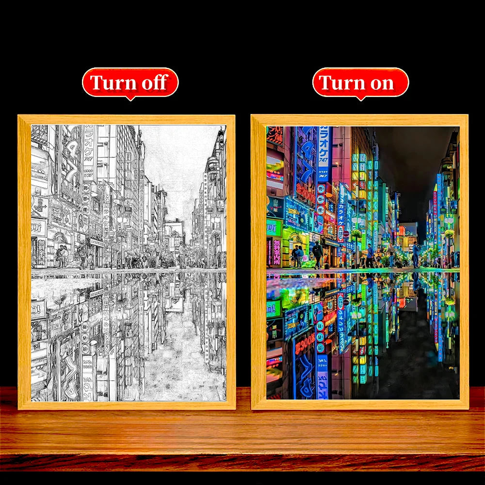 LED Light Painting Picture Frame – 3-Color Wall Art Night Lamp
