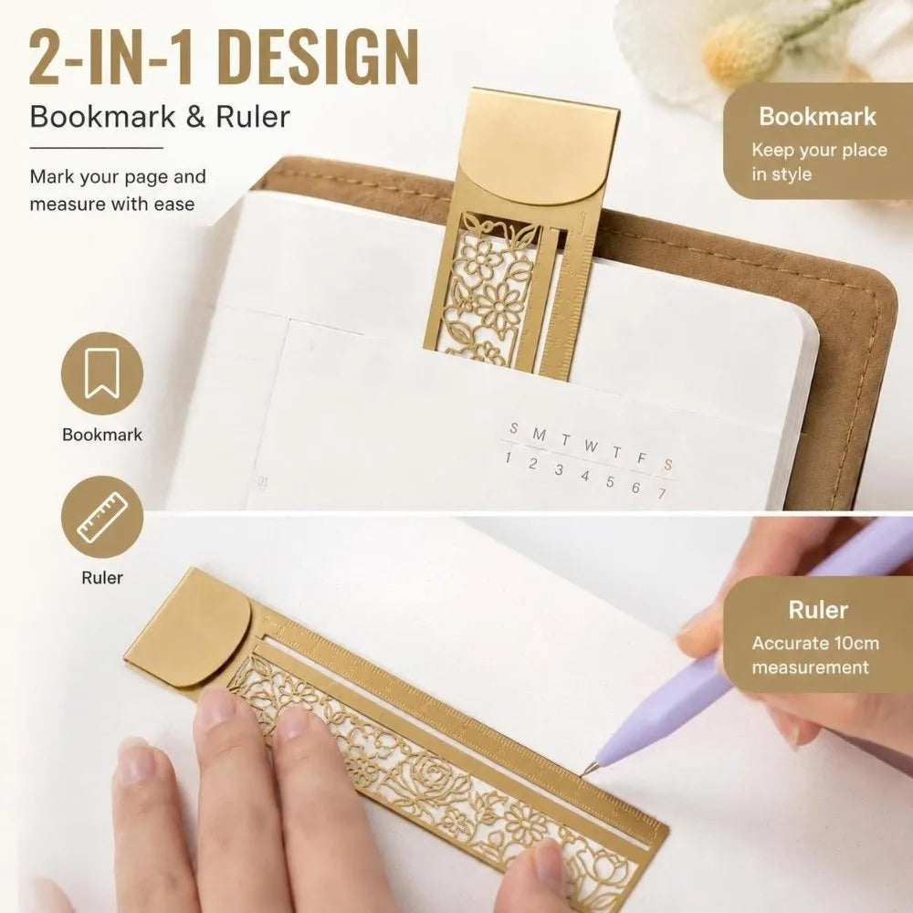 Brass Hollow Stencil Ruler – Bookmark, Measuring & Drawing