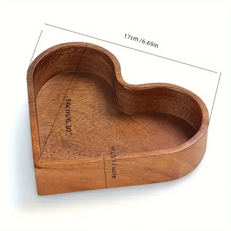 Heart-Shaped Solid Wood Walnut Serving Tray – Candy & Snack Platter