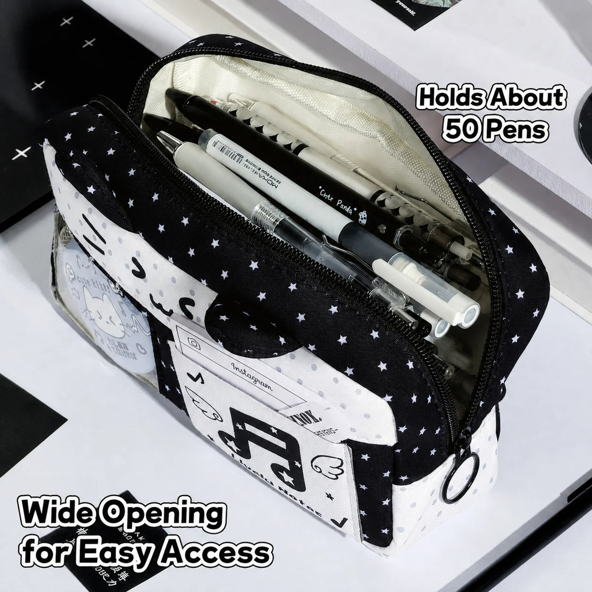 Cat Ear Pencil Case – Transparent Window & Photocard Pouch