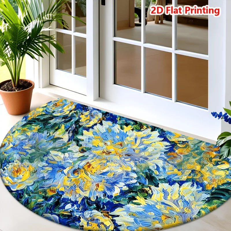 Van Gogh Half Round Doormat | Anti-Slip Entry Rug