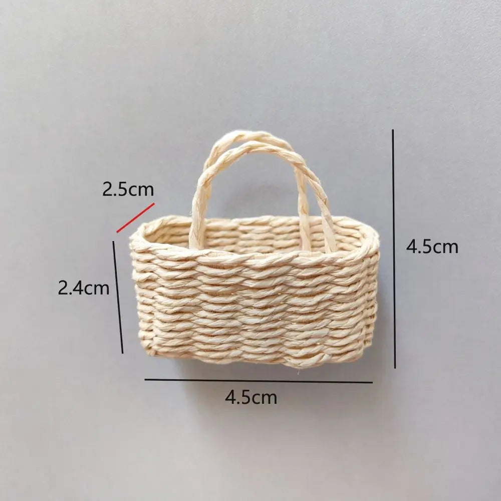 Miniature Hand-Woven Basket for BJD & Ob11 Dollhouse Decor