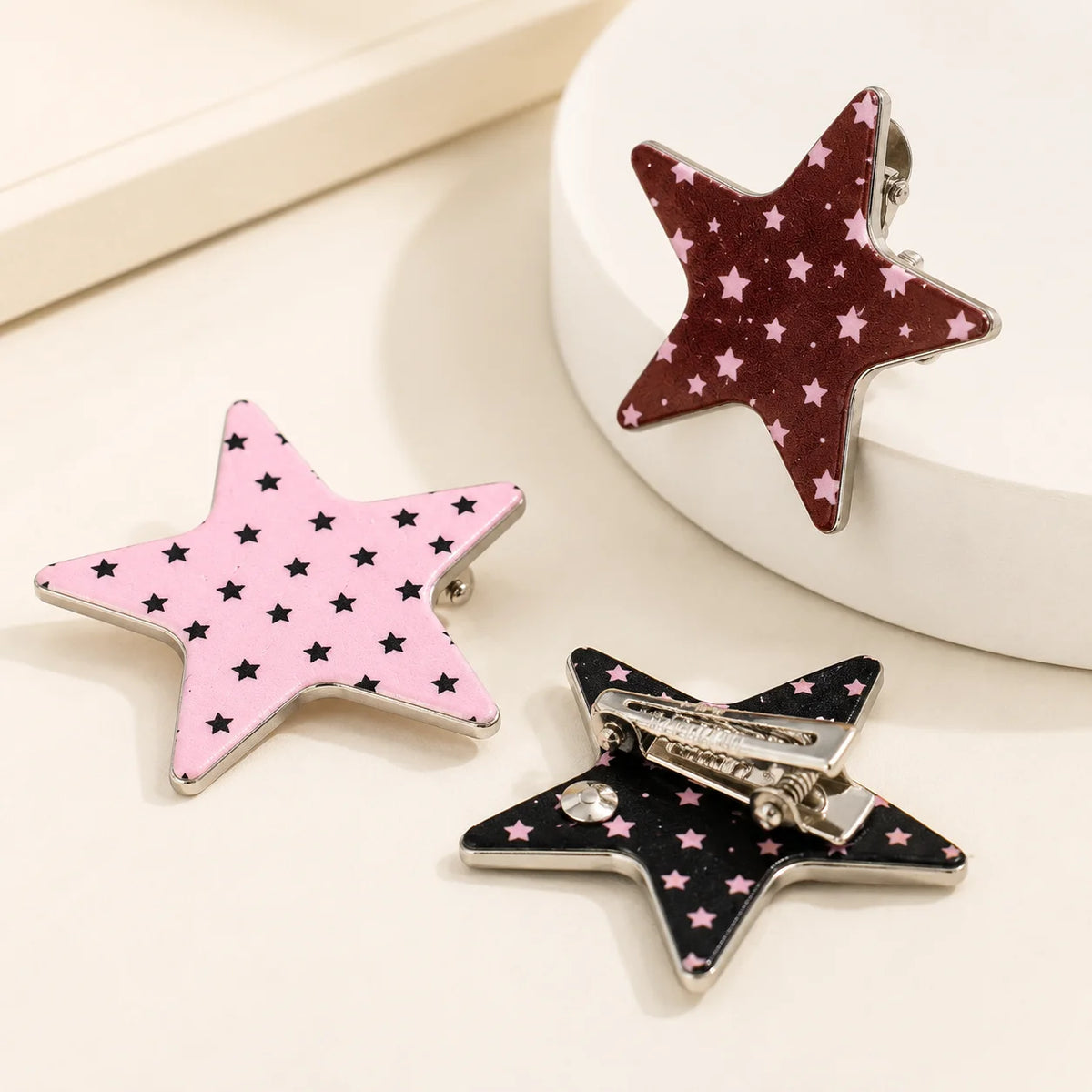 4-Pack Star Print Acrylic Hair Clips – Women's Barrettes Set
