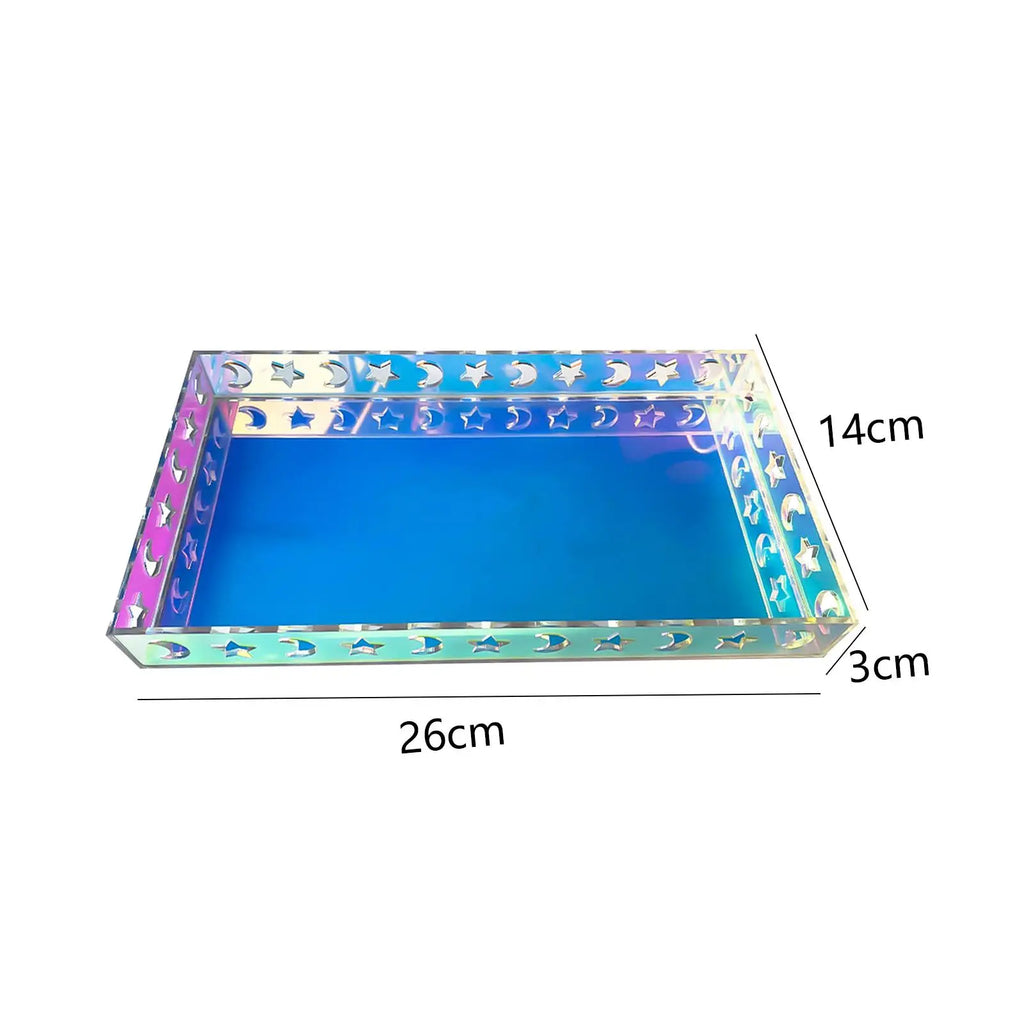 Iridescent Acrylic Vanity Tray – Makeup & Jewelry Organizer