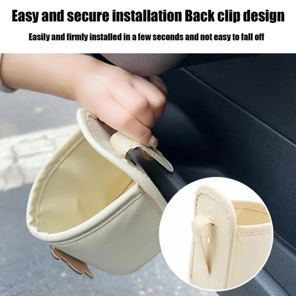 PU Leather Car Door Cup Holder – Rear Seat Drink Storage Rack