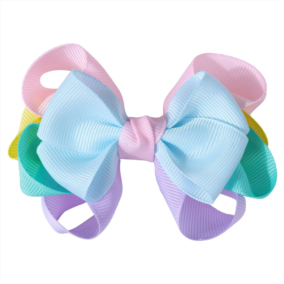 12-Pack Kids Double Color Bow Hair Clips – 9cm Ribbon Hairpins