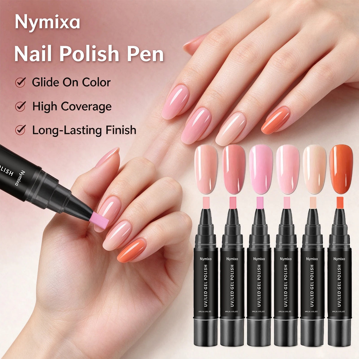 Nymixa 6-Color UV LED Nail Gel Pen Set – DIY Manicure Kit