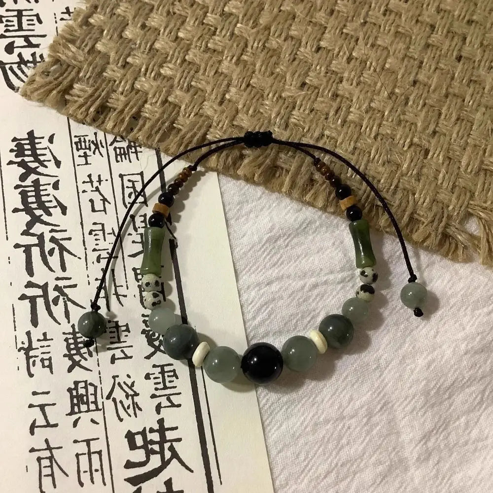Chinese Bamboo Beaded Bracelet – Vintage Braided Rope Style
