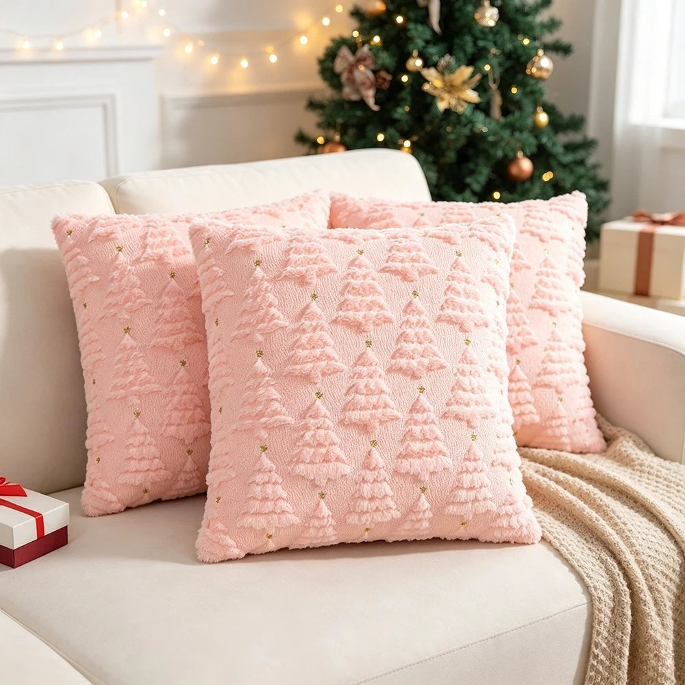 VIKAMA 3D Fluffy Christmas Tree Throw Pillow Cover | Xmas Decor