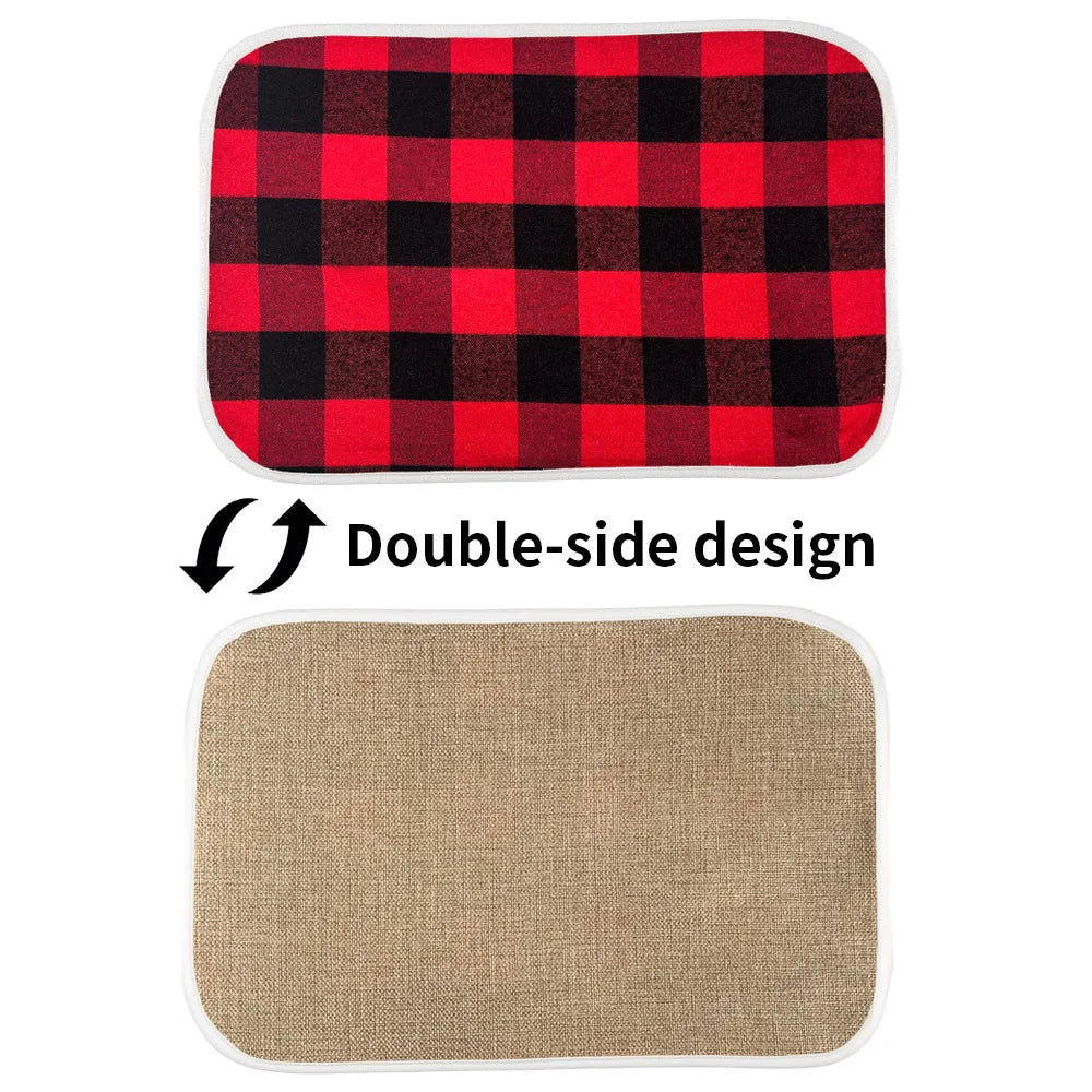 Red Black Checkered Double-Sided Placemat | Christmas Decor