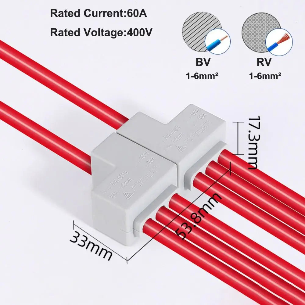 Brass Quick Terminal Block Wire Connector 60A 400V Splice