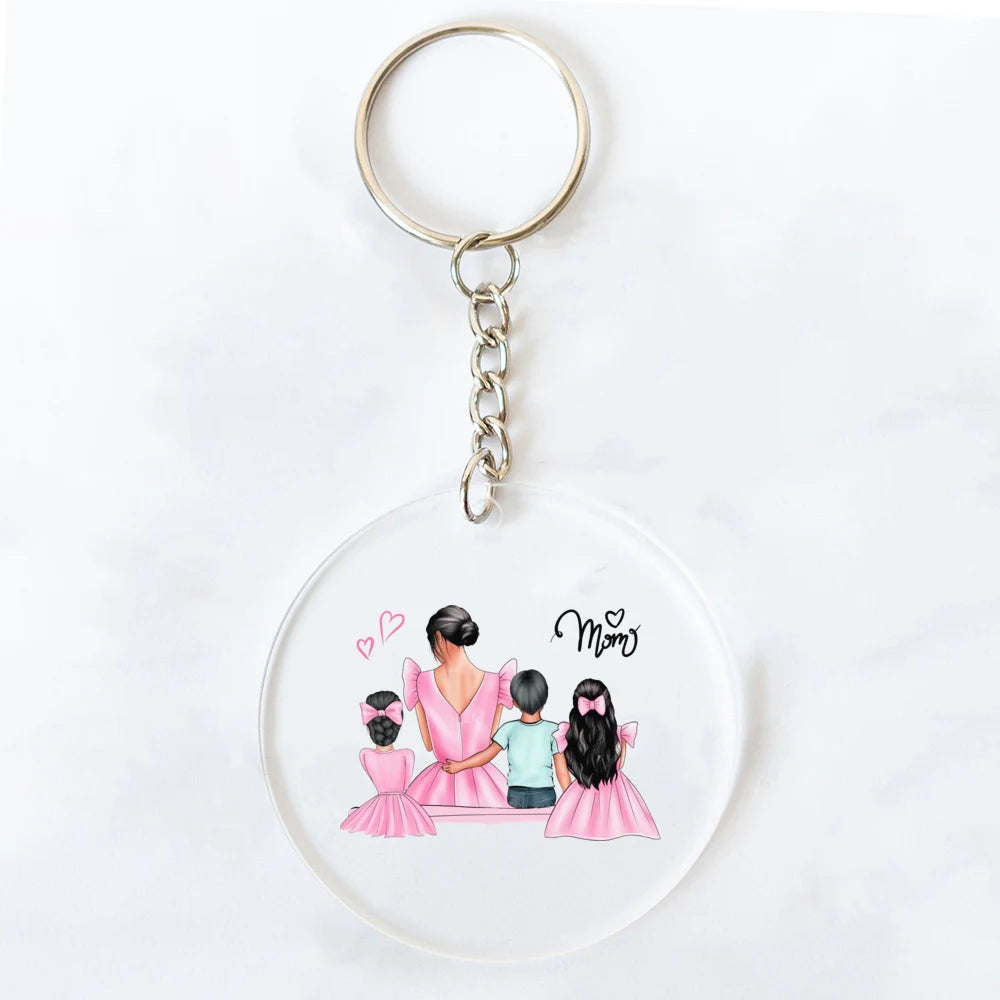 Super Mom & Dad Acrylic Keychain | Transparent Circle Keyring Gift