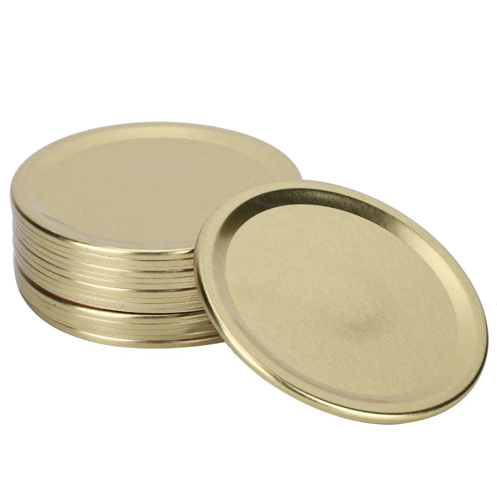 24-Pack Tinplate Jar Lids 70mm/86mm – Silver & Gold Covers