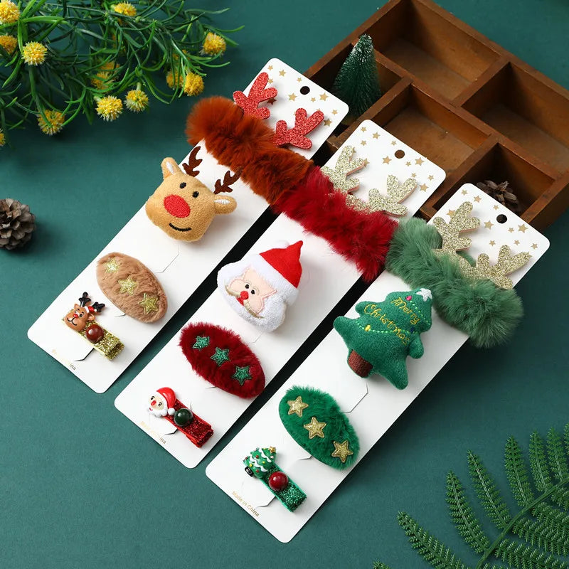 4-Piece Girls Christmas Hair Accessories Set | Holiday Headwear