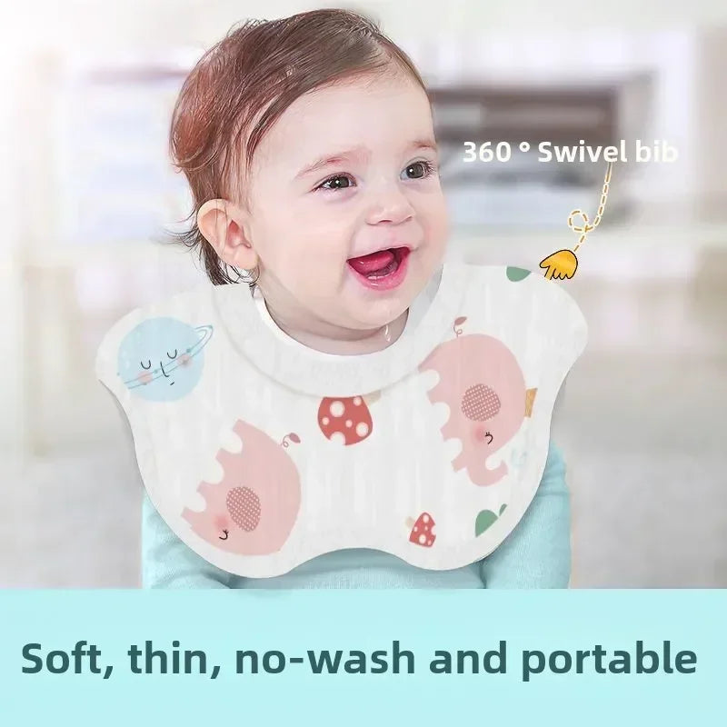 Disposable 360° Waterproof Baby Drool Bibs – 10 Pack