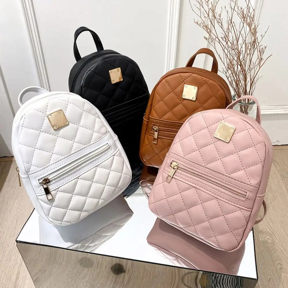 Embroidered Mini PU Leather Backpack – Women's Travel Bag