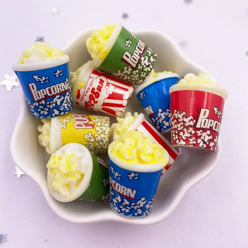10-Piece 3D Resin Popcorn Flatback Cabochons for DIY Crafts