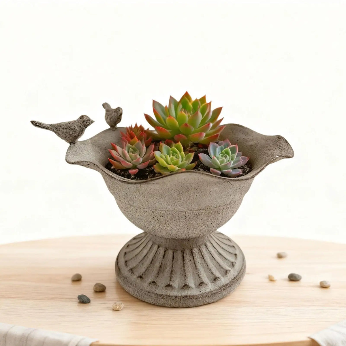 Antique Goblet Urn Metal Vase – Vintage Iron Flower Planter