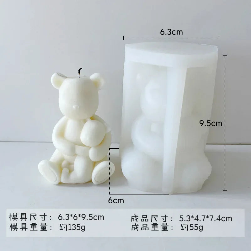 3D Bear Silicone Mold – Candle, Soap, Resin & Chocolate DIY