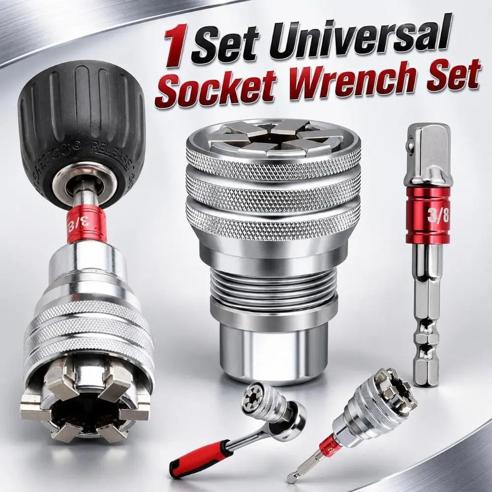 Universal Socket Wrench Set 10–19mm | 3/8" Drill Adapter