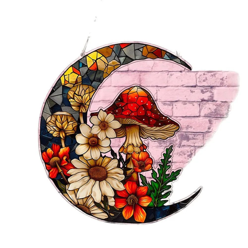 Moon Butterfly Mushroom Suncatcher – Colorful Acrylic Decor