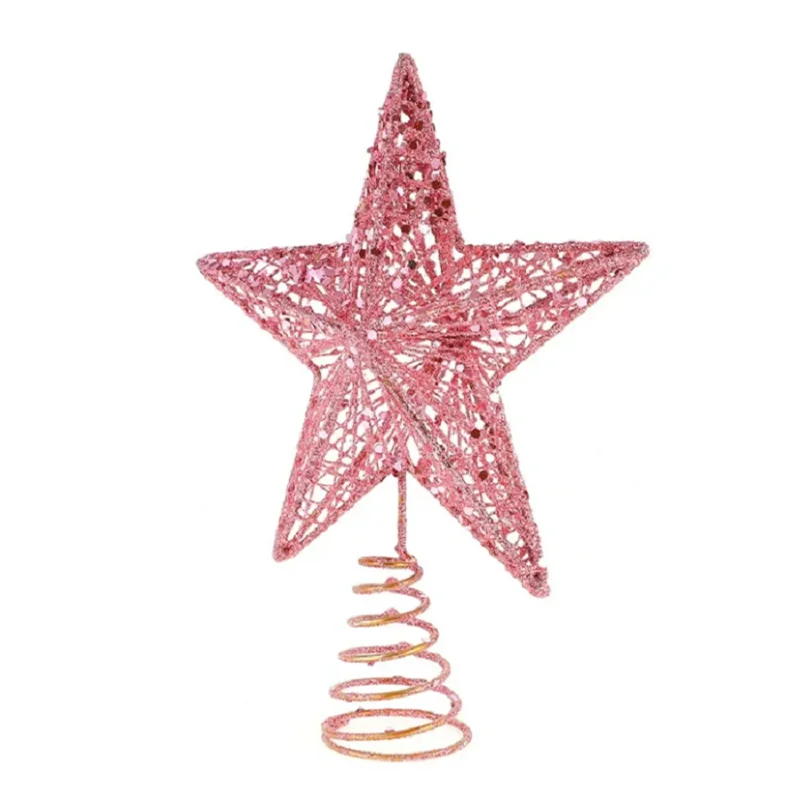 Pink Pentagon Star Christmas Tree Topper | Hollow Metal